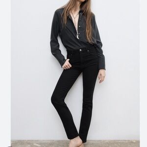 Zara Black Skinny Slim Fit Jean Denim Stretch Pants Frayed Hem Women’s Size 4